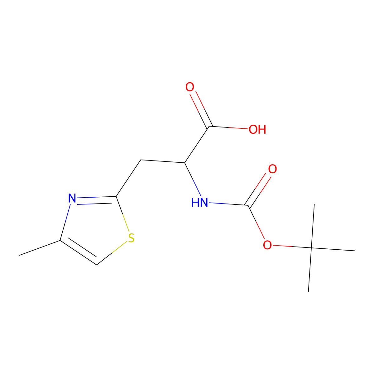 2-{[(Tert-butoxy)carbonyl]amino}-3-(4-methyl-1,3-thiazol-2-yl)propanoic acid molecular structure, CAS 1379861-02-5