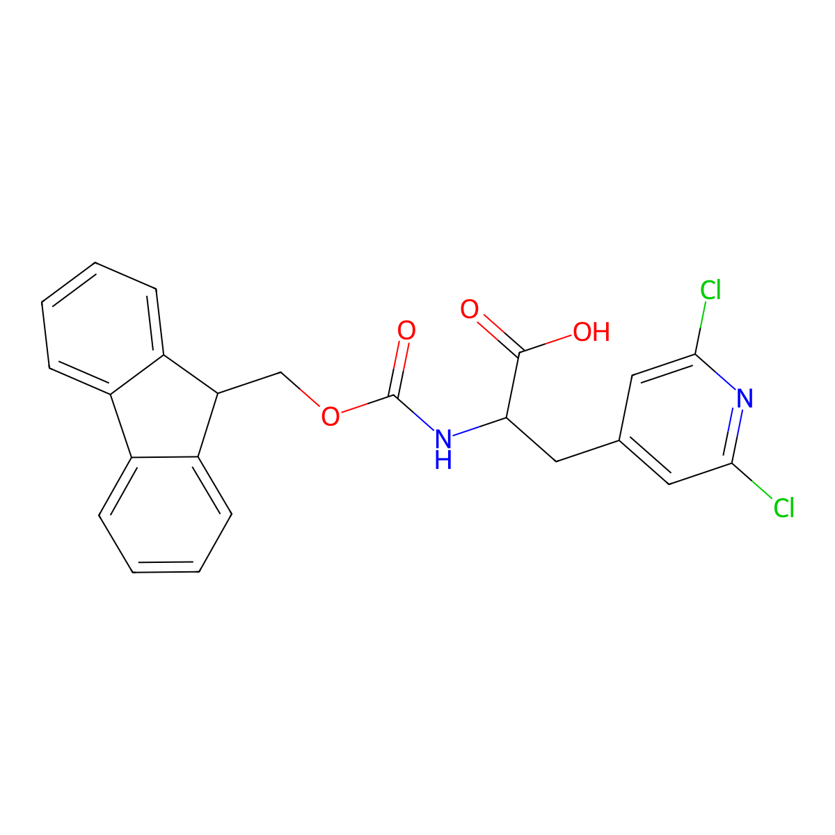 3-(2,6-dichloropyridin-4-yl)-2-({[(9H-fluoren-9-yl)methoxy]carbonyl}amino)propanoic acid molecular structure, CAS 1379865-83-4
