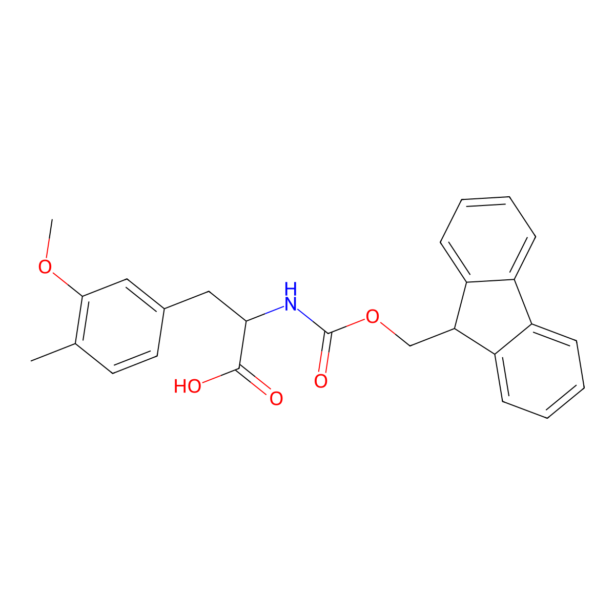 2-((((9H-fluoren-9-yl)methoxy)carbonyl)amino)-3-(3-methoxy-4-methylphenyl)propanoic acid molecular structure, CAS 1379865-86-7