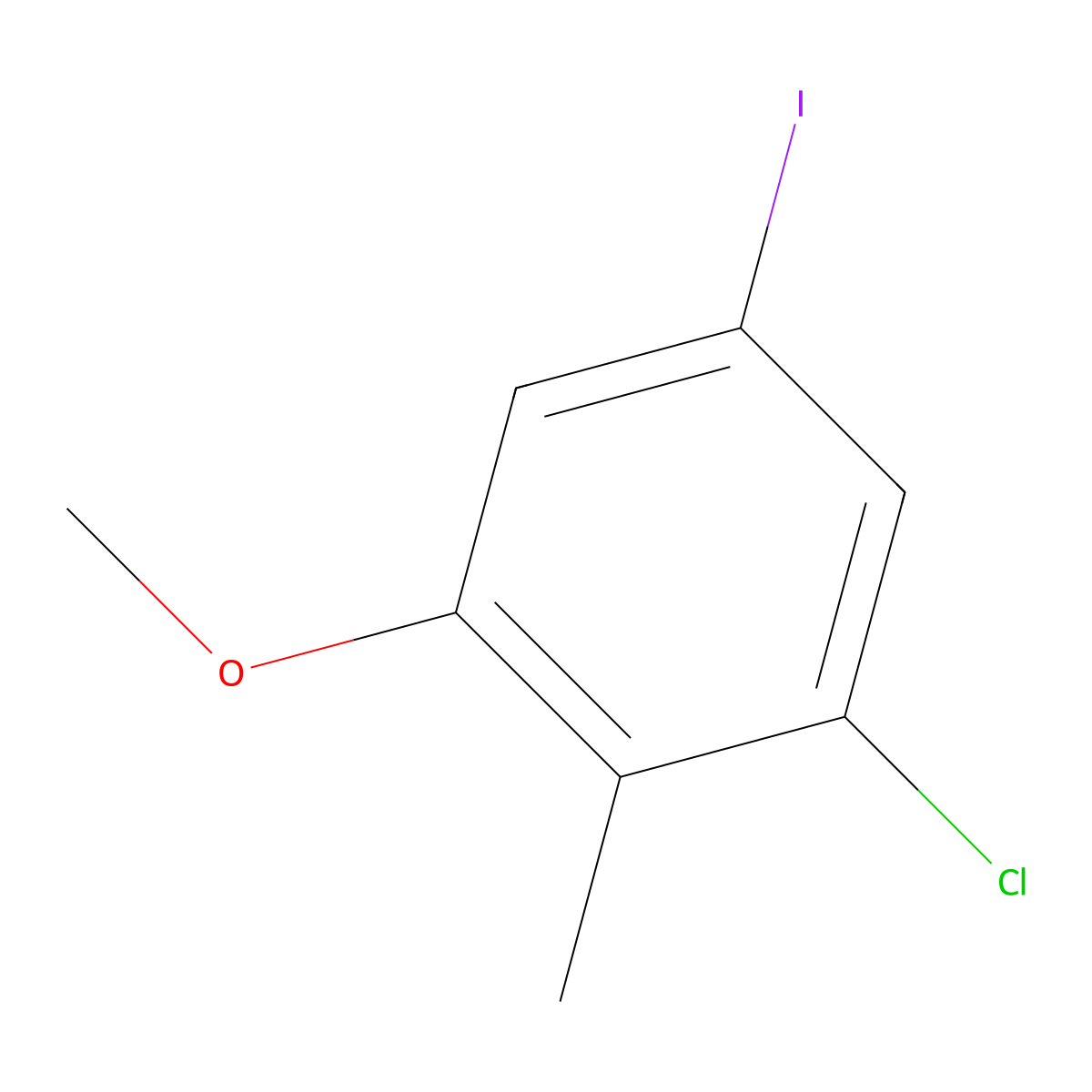Benzene, 1-chloro-5-iodo-3-methoxy-2-methyl- molecular structure, CAS 1379866-33-7