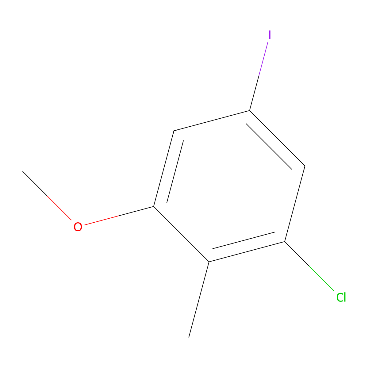 Benzene, 1-chloro-5-iodo-3-methoxy-2-methyl- molecular structure, CAS 1379866-33-7