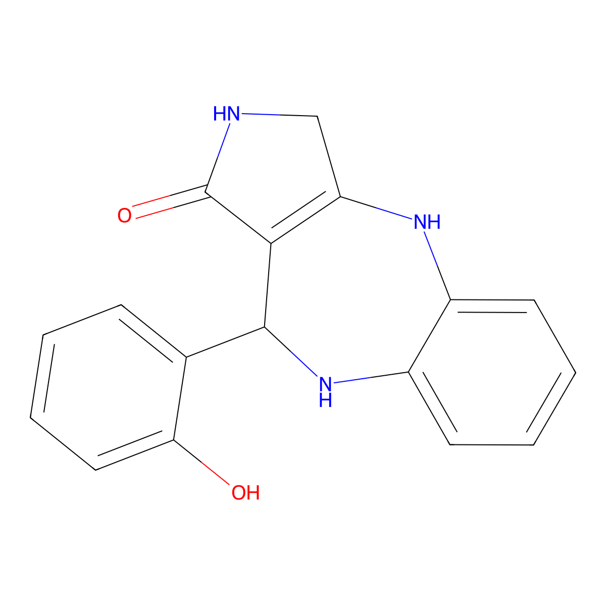 Pyrrolo(3,4-b)(1,5)benzodiazepin-1(2H)-one, 3,4,9,10-tetrahydro-10-(2-hydroxyphenyl)- molecular structure, CAS 137987-40-7