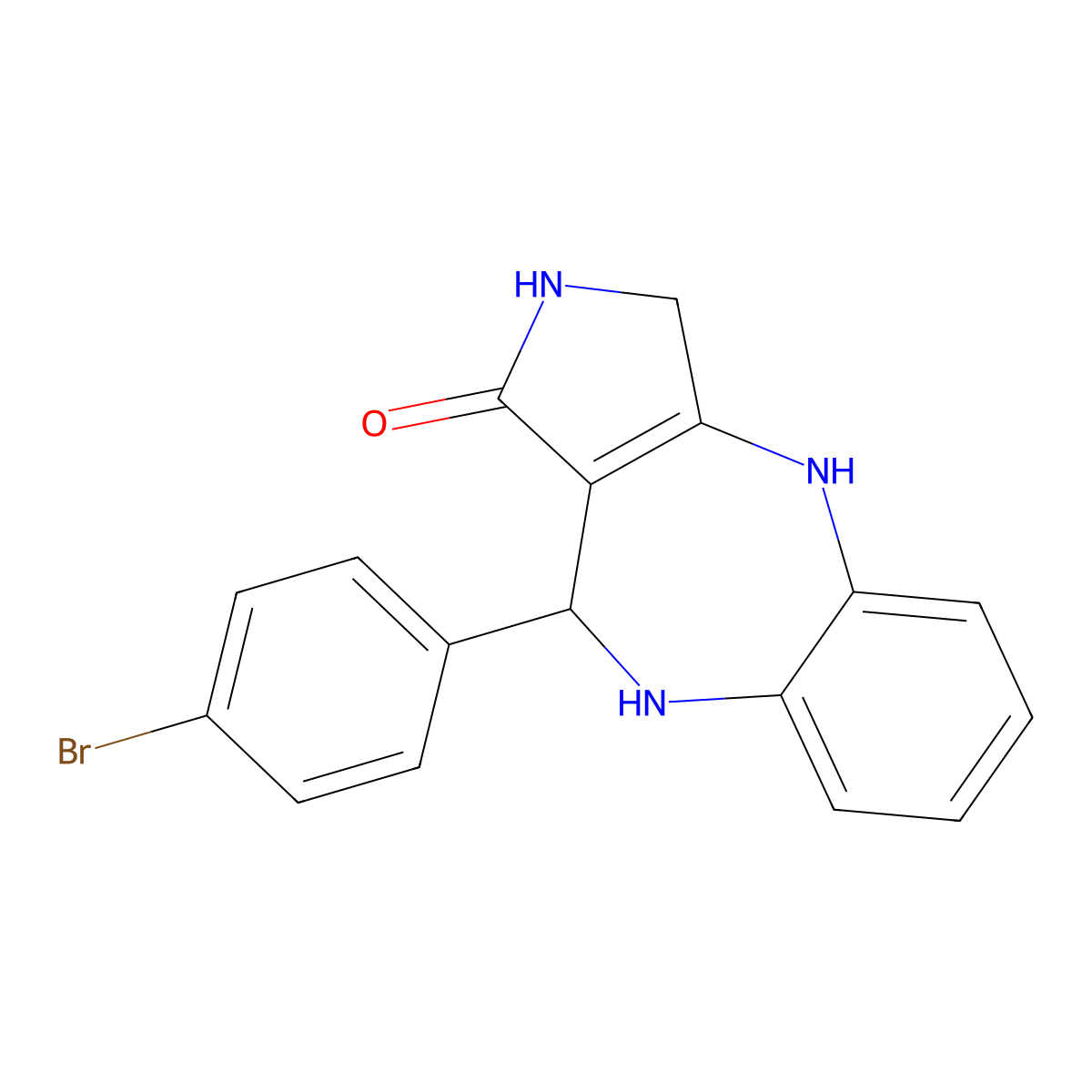 Pyrrolo(3,4-b)(1,5)benzodiazepin-1(2H)-one, 3,4,9,10-tetrahydro-10-(4-bromophenyl)- molecular structure, CAS 137987-42-9