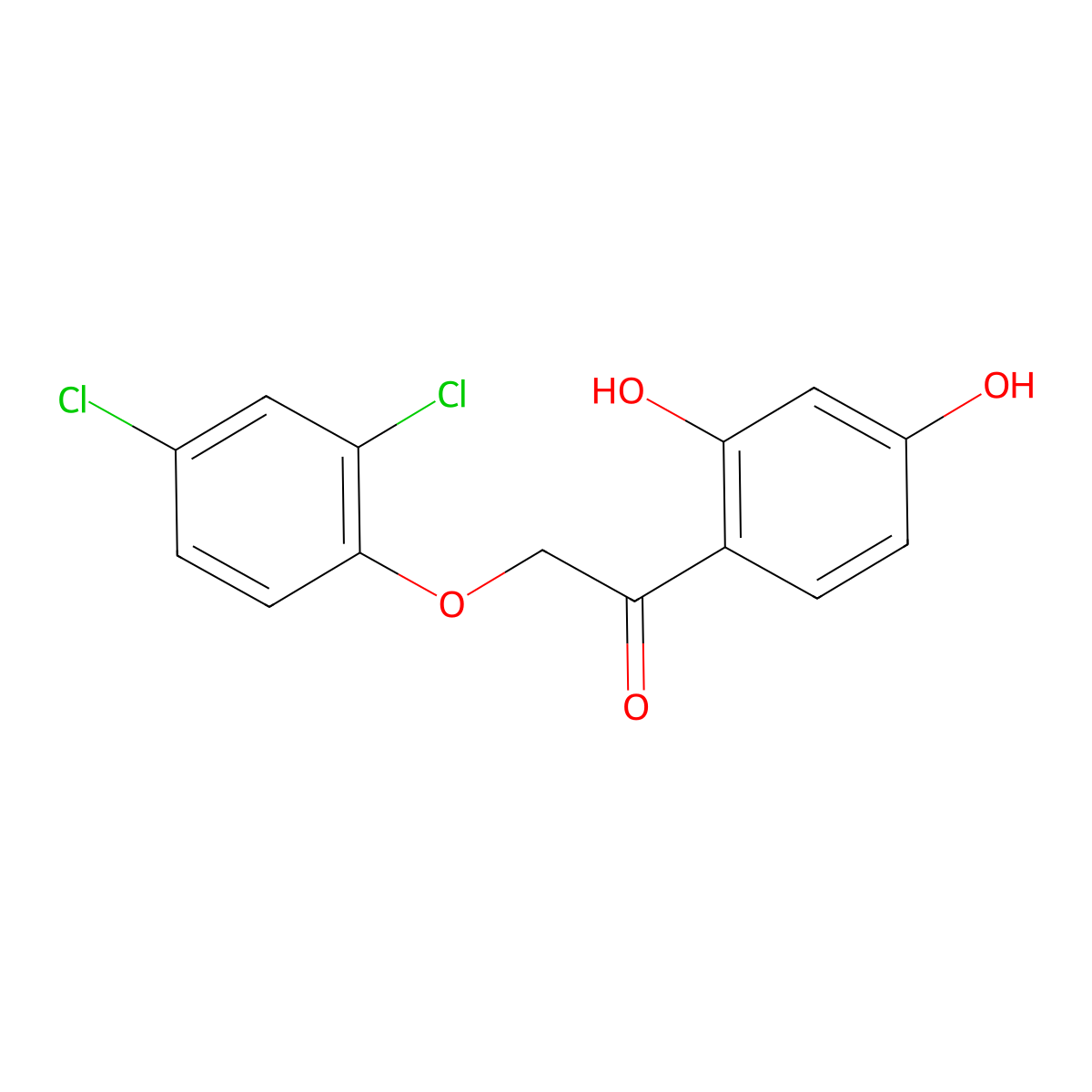 Ethanone, 2-(2,4-dichlorophenoxy)-1-(2,4-dihydroxyphenyl)- molecular structure, CAS 137987-83-8