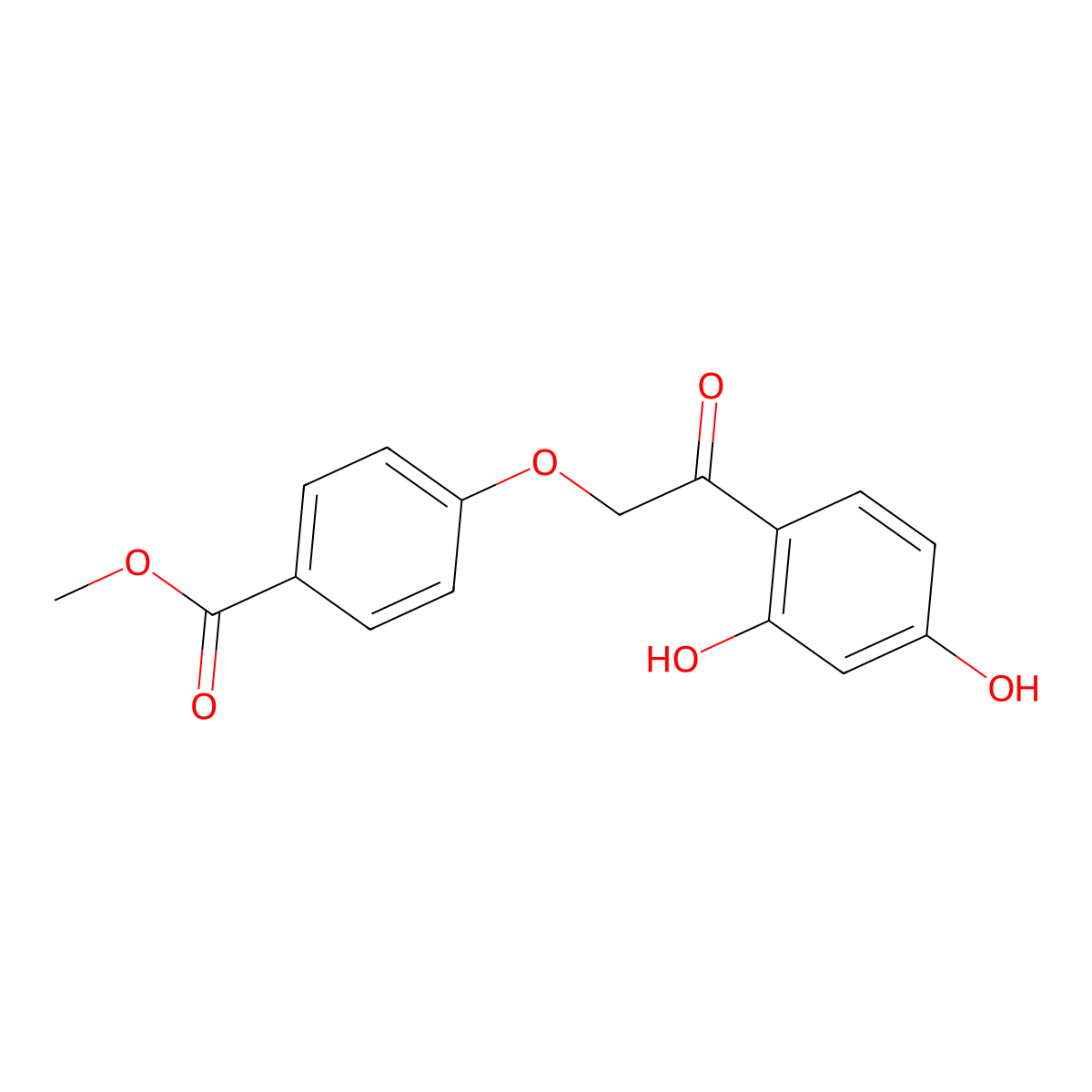 Benzoic acid, 4-(2-(2,4-dihydroxyphenyl)-2-oxoethoxy)-, methyl ester molecular structure, CAS 137987-92-9