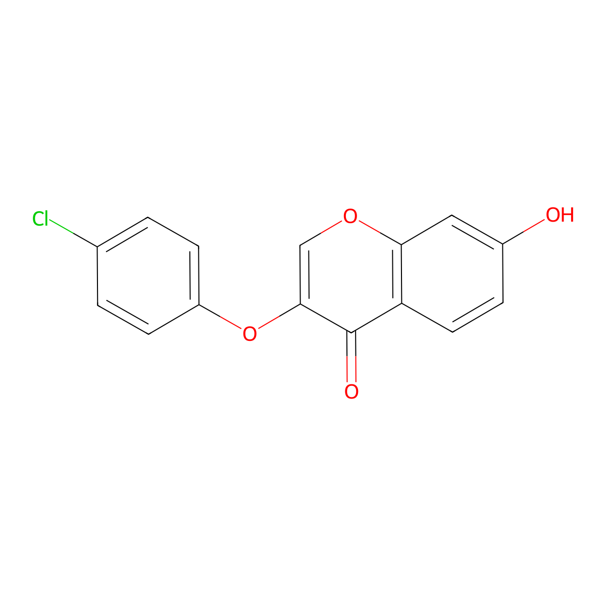 4H-1-Benzopyran-4-one, 3-(4-chlorophenoxy)-7-hydroxy- molecular structure, CAS 137987-94-1