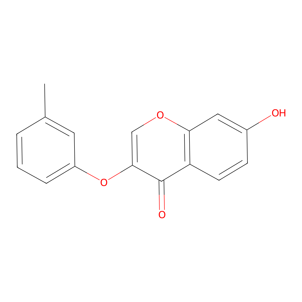4H-1-Benzopyran-4-one, 7-hydroxy-3-(3-methylphenoxy)- molecular structure, CAS 137987-97-4