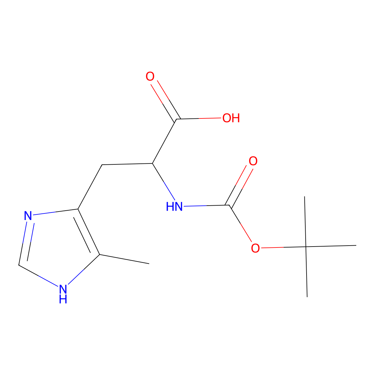 2-{[(tert-butoxy)carbonyl]amino}-3-(4-methyl-1H-imidazol-5-yl)propanoic acid molecular structure, CAS 1379870-89-9