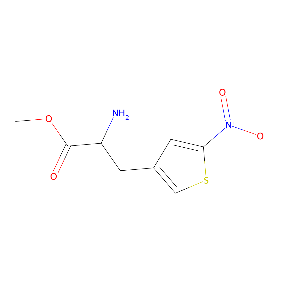 Methyl 2-amino-3-(5-nitrothiophen-3-yl)propanoate molecular structure, CAS 1379872-49-7