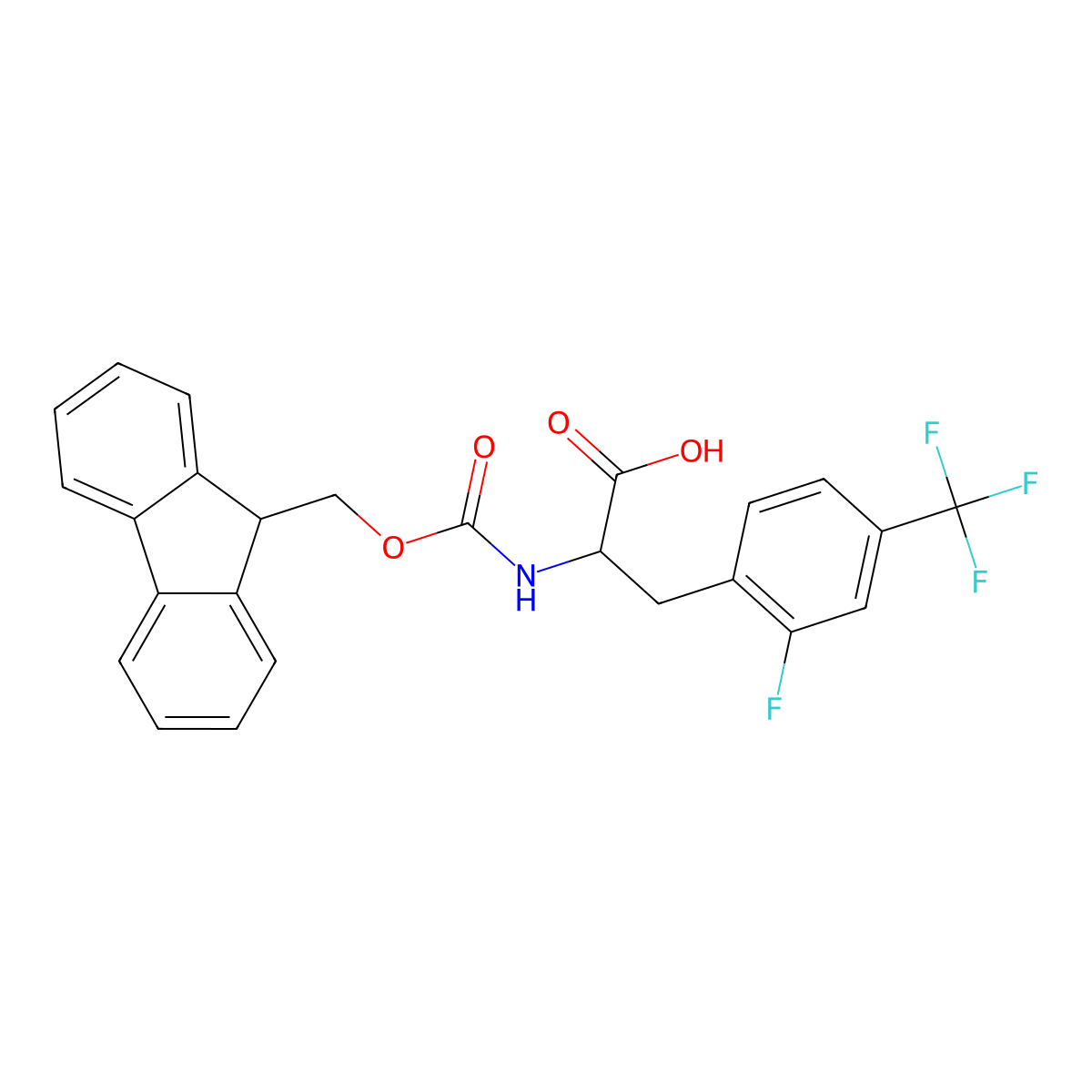 2-((((9H-Fluoren-9-yl)methoxy)carbonyl)amino)-3-(2-fluoro-4-(trifluoromethyl)phenyl)propanoic acid molecular structure, CAS 1379874-60-8