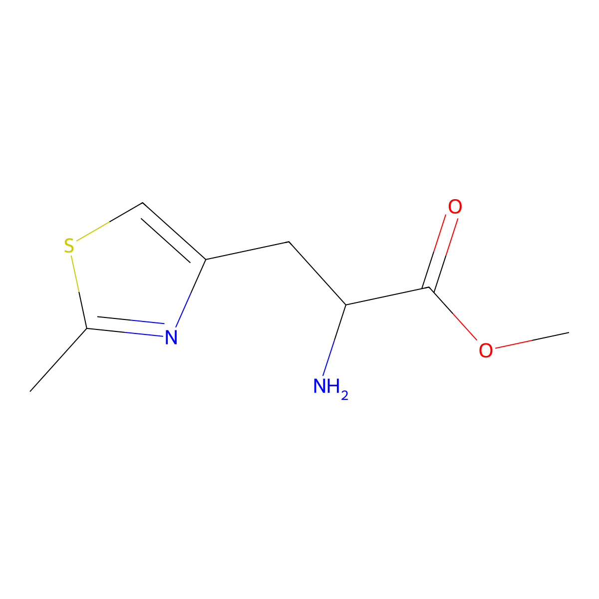 Methyl 2-amino-3-(2-methylthiazol-4-yl)propanoate molecular structure, CAS 1379875-49-6
