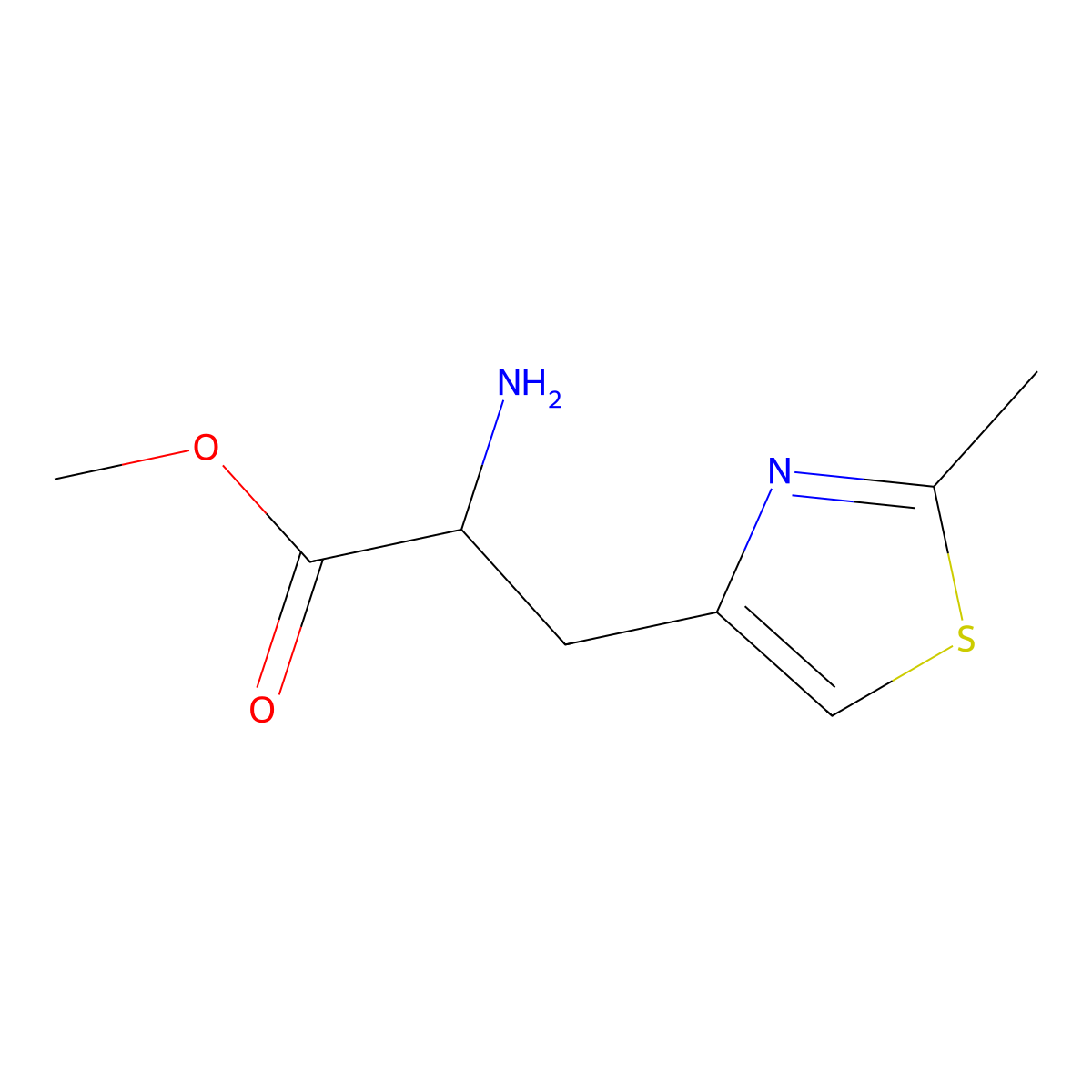 Methyl 2-amino-3-(2-methylthiazol-4-yl)propanoate molecular structure, CAS 1379875-49-6