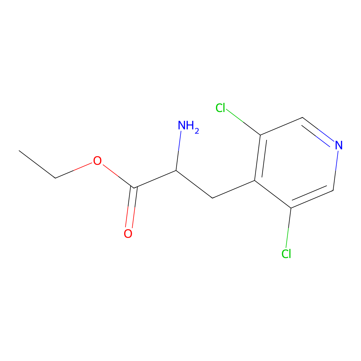 Ethyl 2-amino-3-(3,5-dichloropyridin-4-yl)propanoate molecular structure, CAS 1379876-39-7