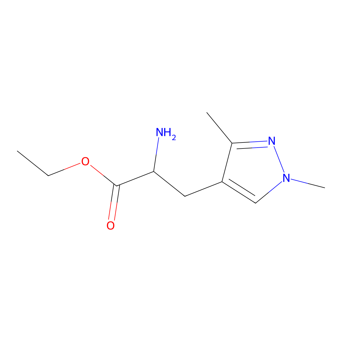 Ethyl 2-amino-3-(1,3-dimethyl-1h-pyrazol-4-yl)propanoate molecular structure, CAS 1379877-00-5