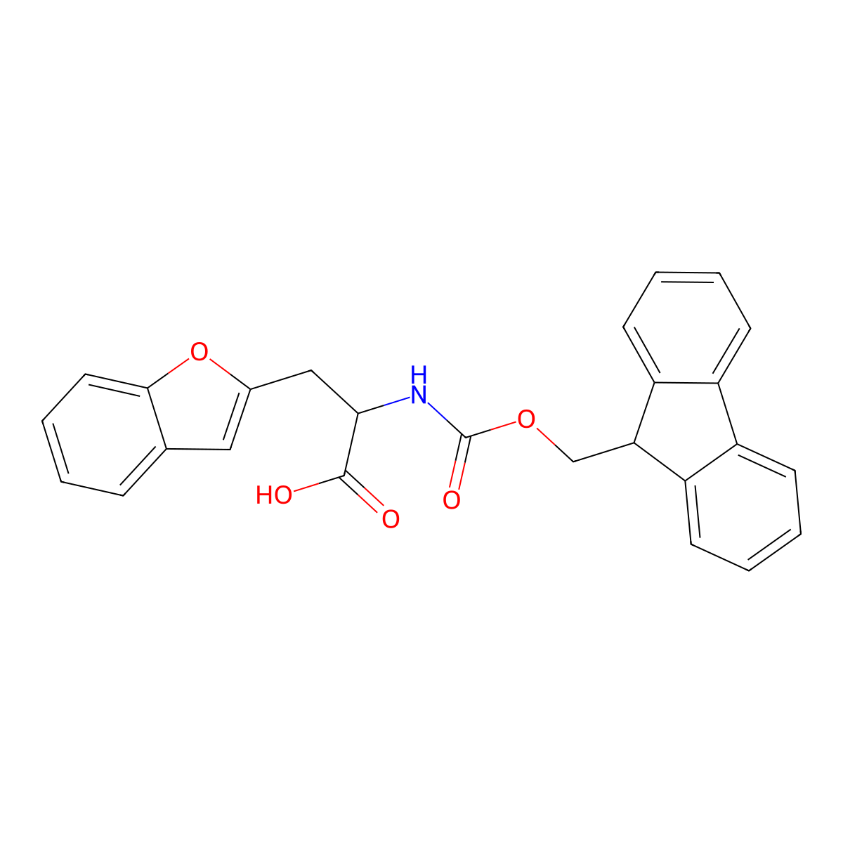 3-(1-benzofuran-2-yl)-2-({[(9H-fluoren-9-yl)methoxy]carbonyl}amino)propanoic acid molecular structure, CAS 1379879-95-4