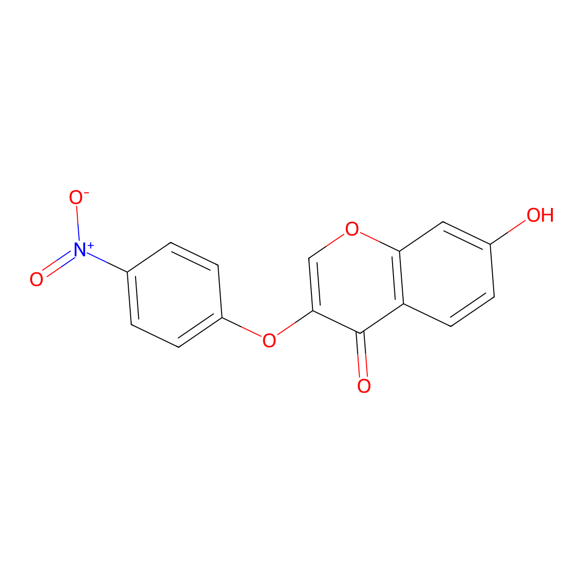 4H-1-Benzopyran-4-one, 7-hydroxy-3-(4-nitrophenoxy)- molecular structure, CAS 137988-02-4