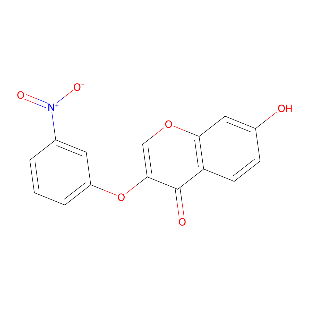 4H-1-Benzopyran-4-one, 7-hydroxy-3-(3-nitrophenoxy)- molecular structure, CAS 137988-03-5