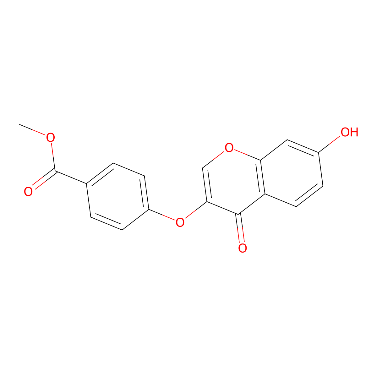 Benzoic acid, 4-((7-hydroxy-4-oxo-4H-1-benzopyran-3-yl)oxy)-, methyl ester molecular structure, CAS 137988-05-7