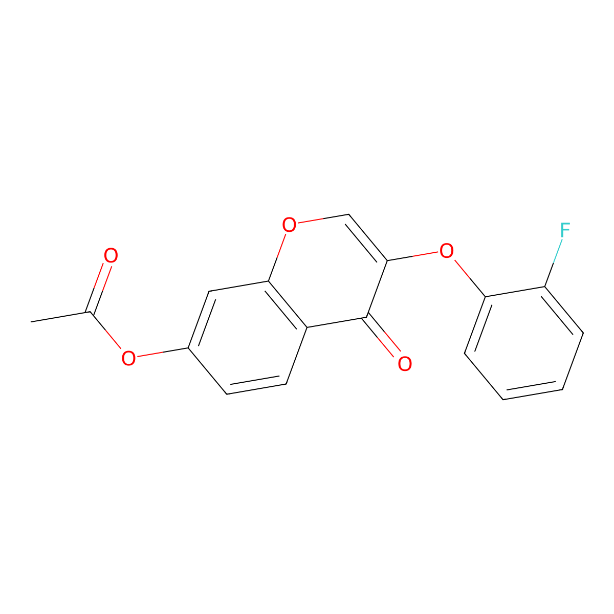 4H-1-Benzopyran-4-one, 7-(acetyloxy)-3-(2-fluorophenoxy)- molecular structure, CAS 137988-08-0