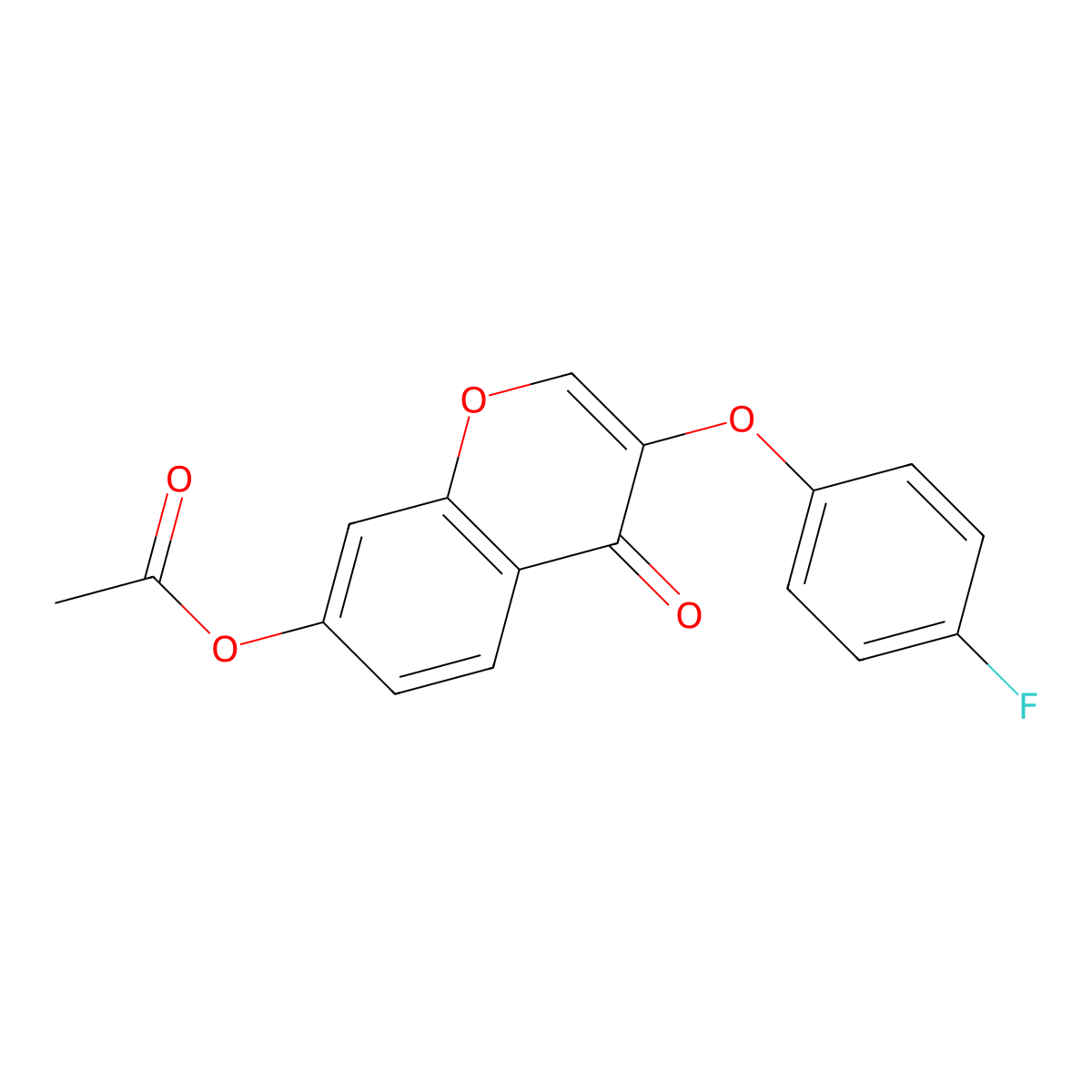 4H-1-Benzopyran-4-one, 7-(acetyloxy)-3-(4-fluorophenoxy)- molecular structure, CAS 137988-09-1
