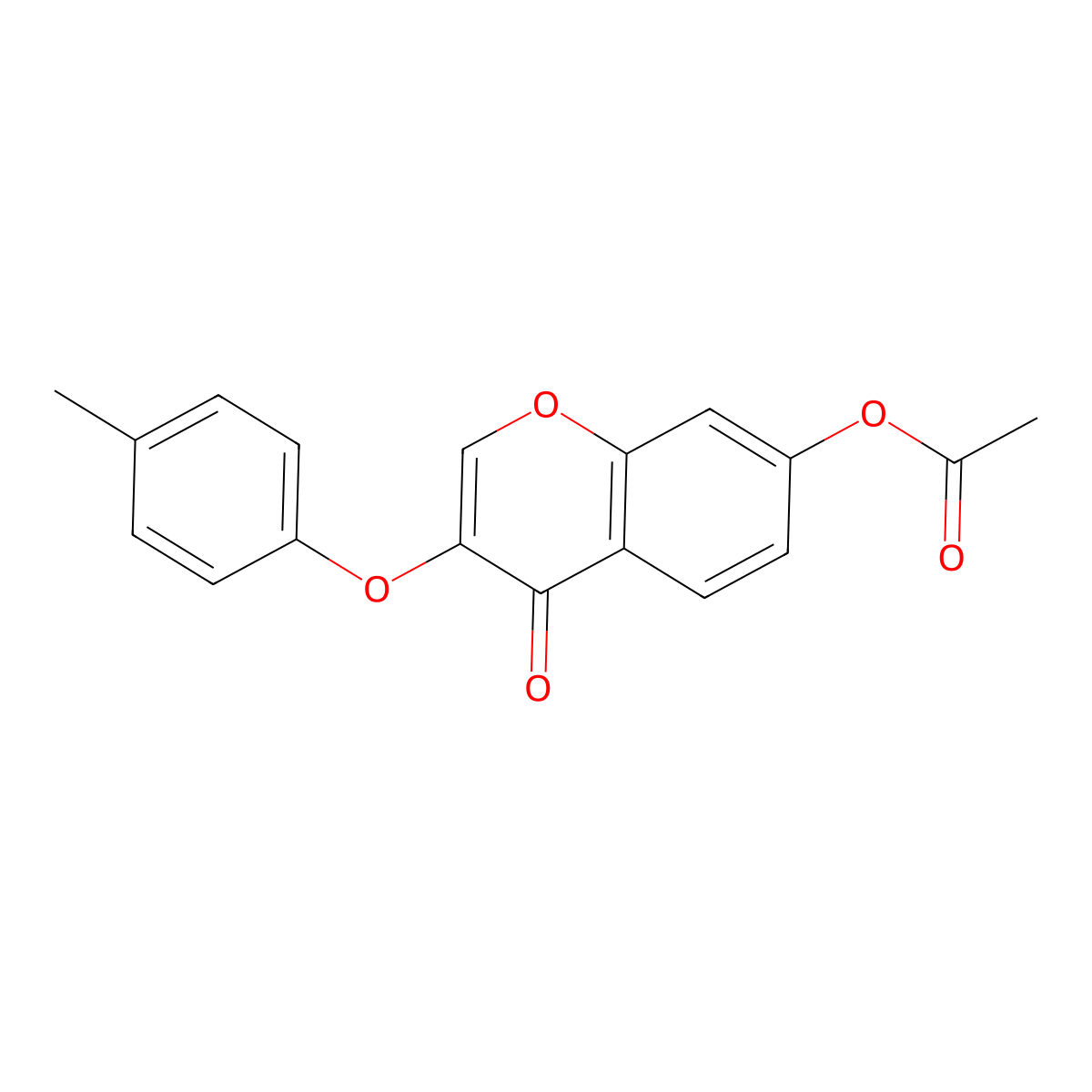 4H-1-Benzopyran-4-one, 7-(acetyloxy)-3-(4-methylphenoxy)- molecular structure, CAS 137988-12-6