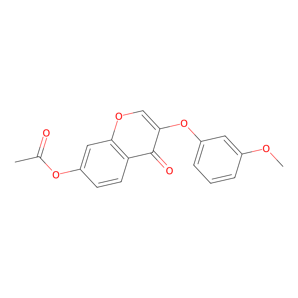 4H-1-Benzopyran-4-one, 7-(acetyloxy)-3-(3-methoxyphenoxy)- molecular structure, CAS 137988-16-0