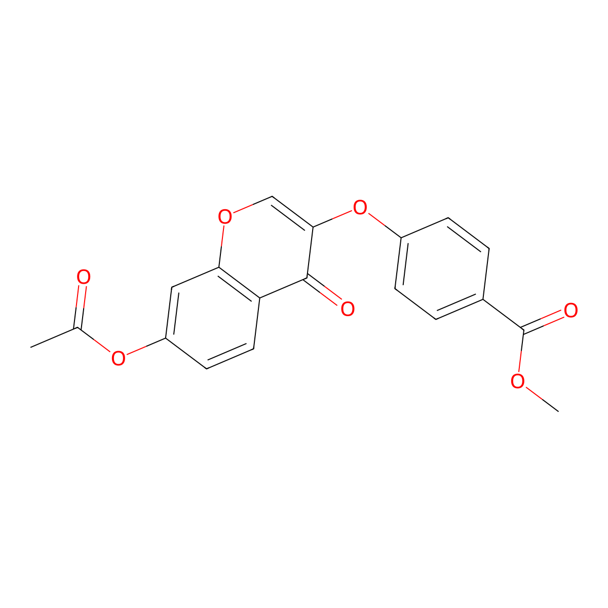 Benzoic acid, 4-((7-(acetyloxy)-4-oxo-4H-1-benzopyran-3-yl)-oxy)-, methyl ester molecular structure, CAS 137988-21-7