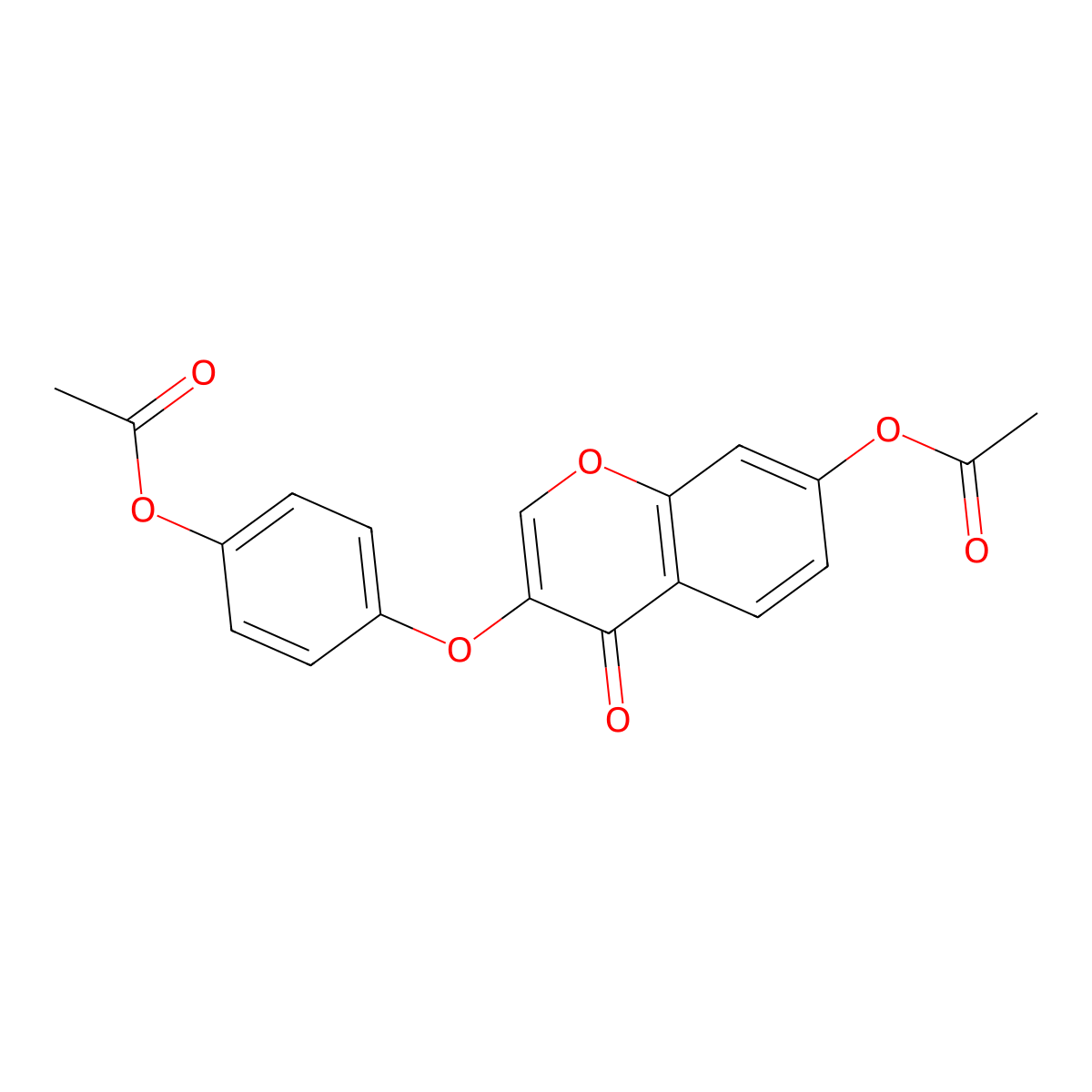 4H-1-Benzopyran-4-one, 7-(acetyloxy)-3-(4-(acetyloxy)phenoxy)- molecular structure, CAS 137988-22-8