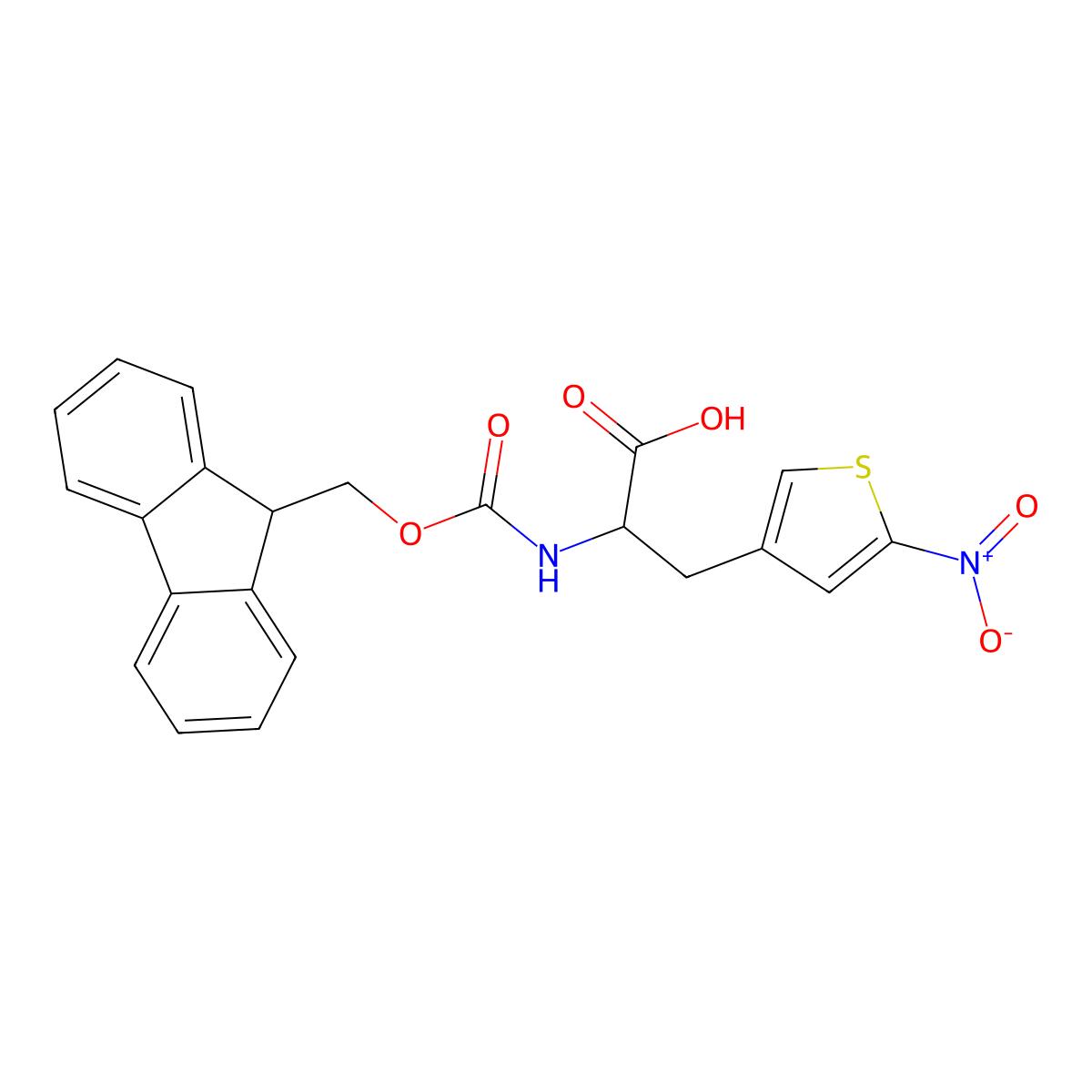 2-({[(9H-fluoren-9-yl)methoxy]carbonyl}amino)-3-(5-nitrothiophen-3-yl)propanoic acid molecular structure, CAS 1379880-49-5