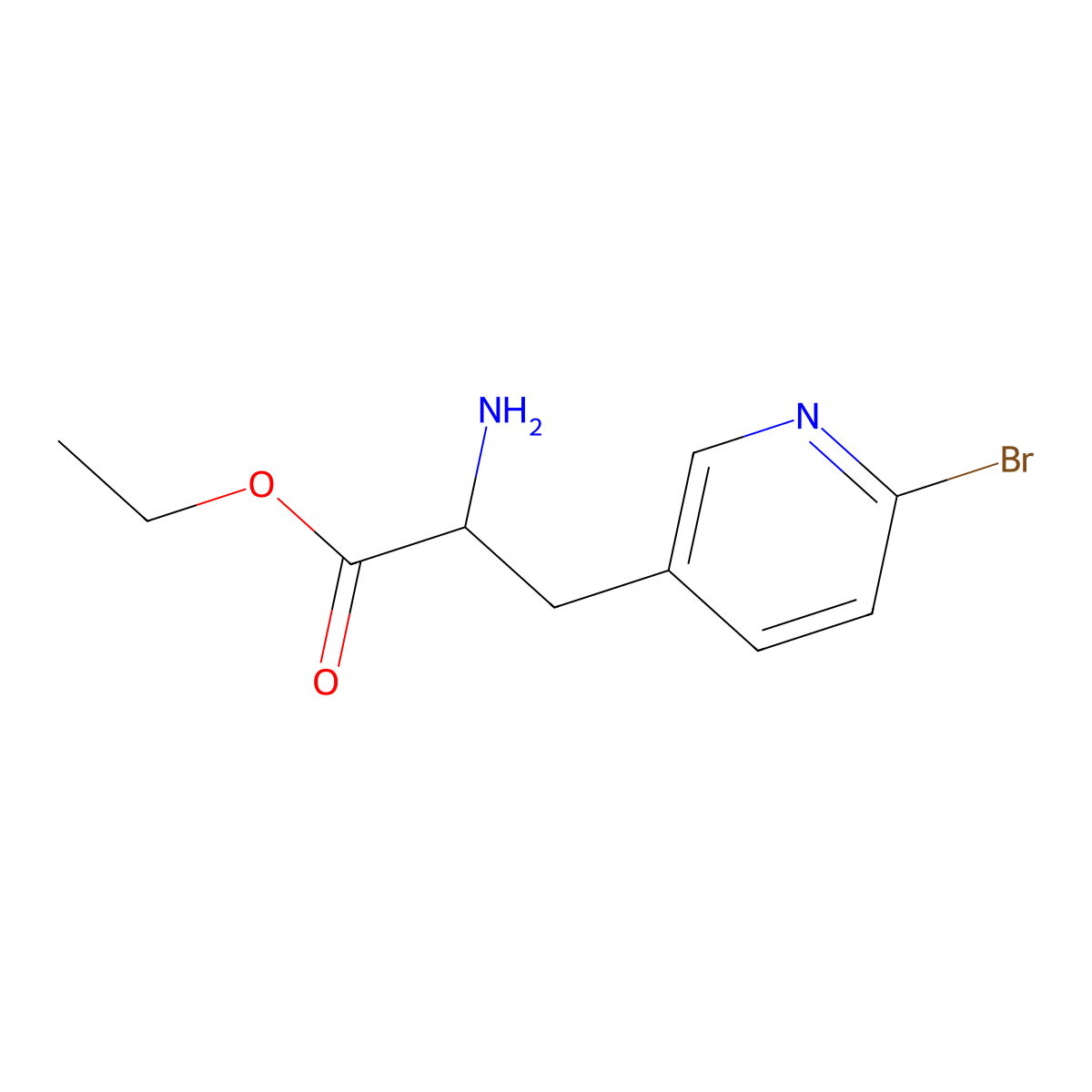 Ethyl 2-amino-3-(6-bromopyridin-3-yl)propanoate molecular structure, CAS 1379881-15-8