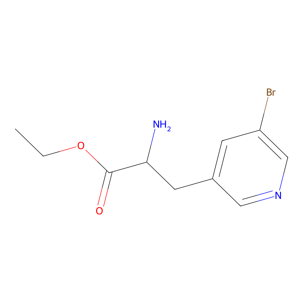 Ethyl 2-amino-3-(5-bromopyridin-3-yl)propanoate molecular structure, CAS 1379881-56-7