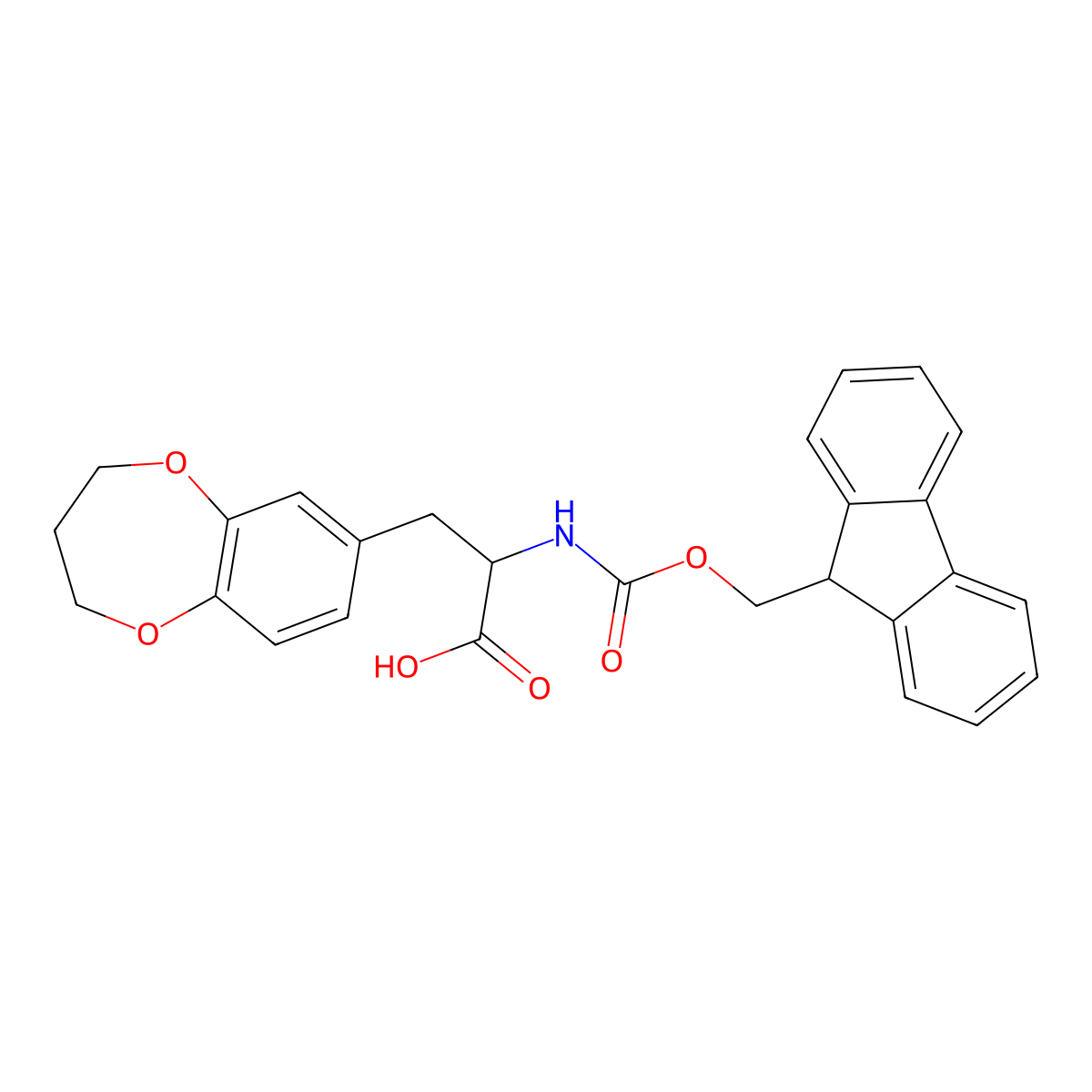 3-(3,4-dihydro-2H-1,5-benzodioxepin-7-yl)-2-({[(9H-fluoren-9-yl)methoxy]carbonyl}amino)propanoic acid molecular structure, CAS 1379883-61-0