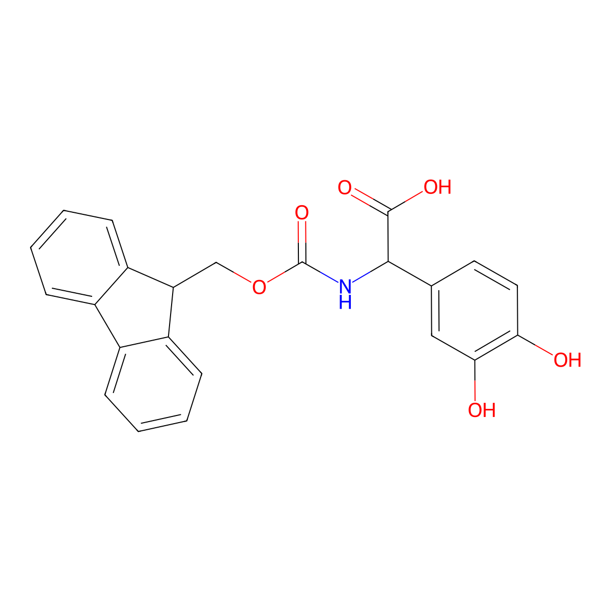 2-(3,4-dihydroxyphenyl)-2-({[(9H-fluoren-9-yl)methoxy]carbonyl}amino)acetic acid molecular structure, CAS 1379884-46-4