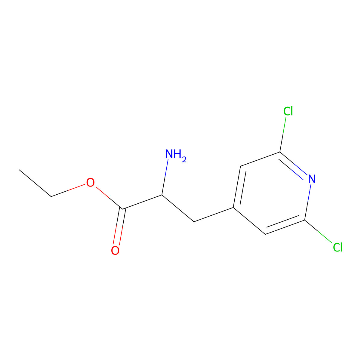 Ethyl 2-amino-3-(2,6-dichloropyridin-4-yl)propanoate molecular structure, CAS 1379884-81-7