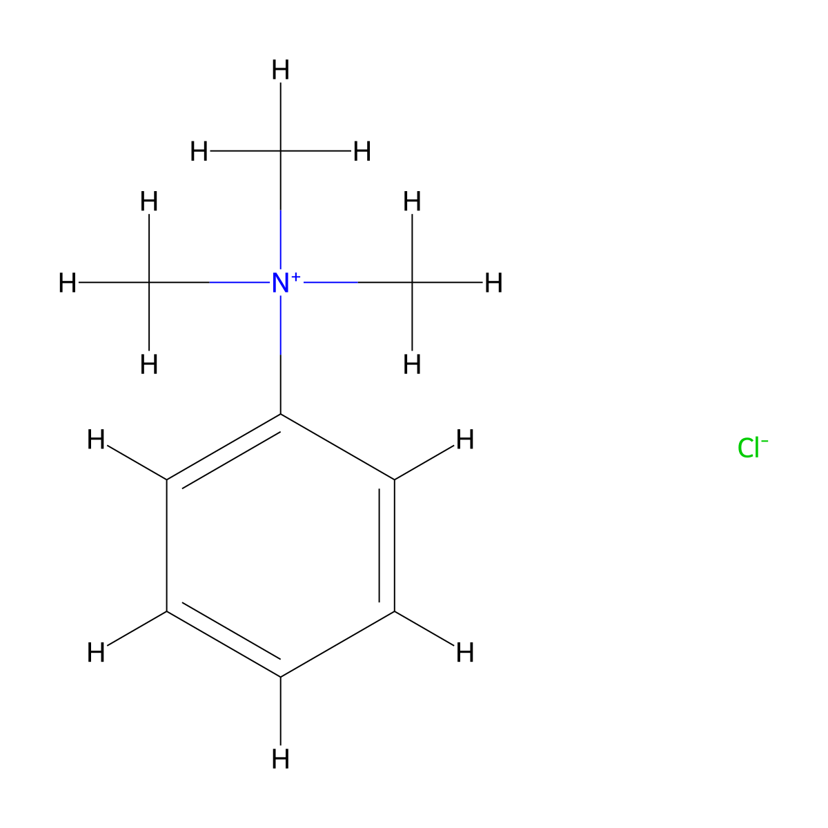 Phenyltrimethylammonium chloride molecular structure, CAS 138-24-9