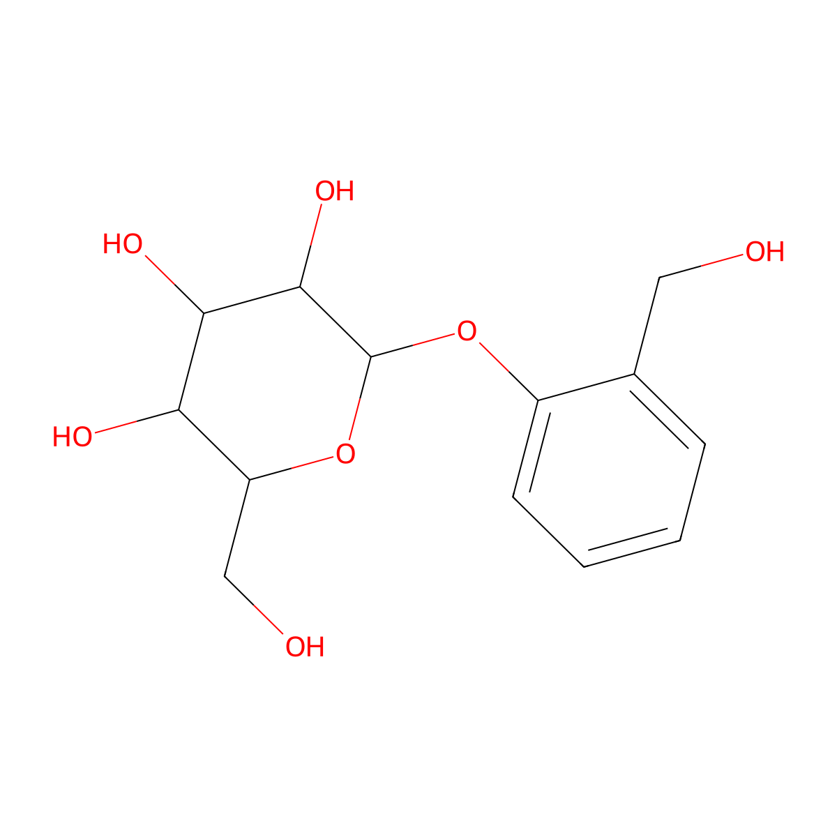Salicin molecular structure, CAS 138-52-3