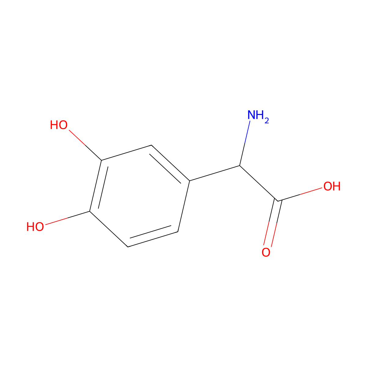3,4-Dihydroxyphenylglycine molecular structure, CAS 138-62-5