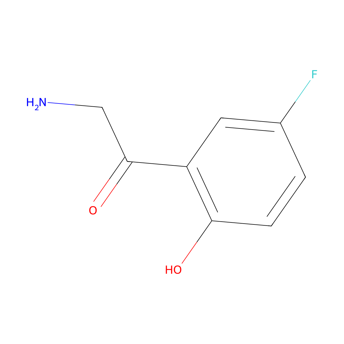 2-Amino-1-(5-fluoro-2-hydroxyphenyl)ethan-1-one molecular structure, CAS 1380010-99-0