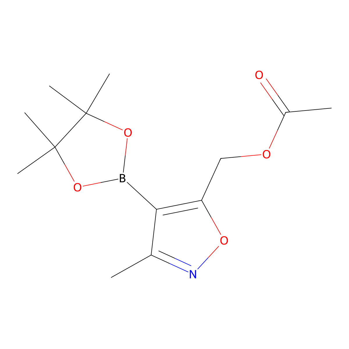 (3-Methyl-4-(4,4,5,5-tetramethyl-1,3,2-dioxaborolan-2-yl)isoxazol-5-yl)methyl acetate molecular structure, CAS 1380089-34-8