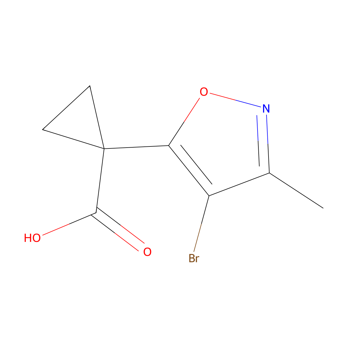 1-(4-Bromo-3-methylisoxazol-5-yl)cyclopropane-1-carboxylic acid molecular structure, CAS 1380090-08-3