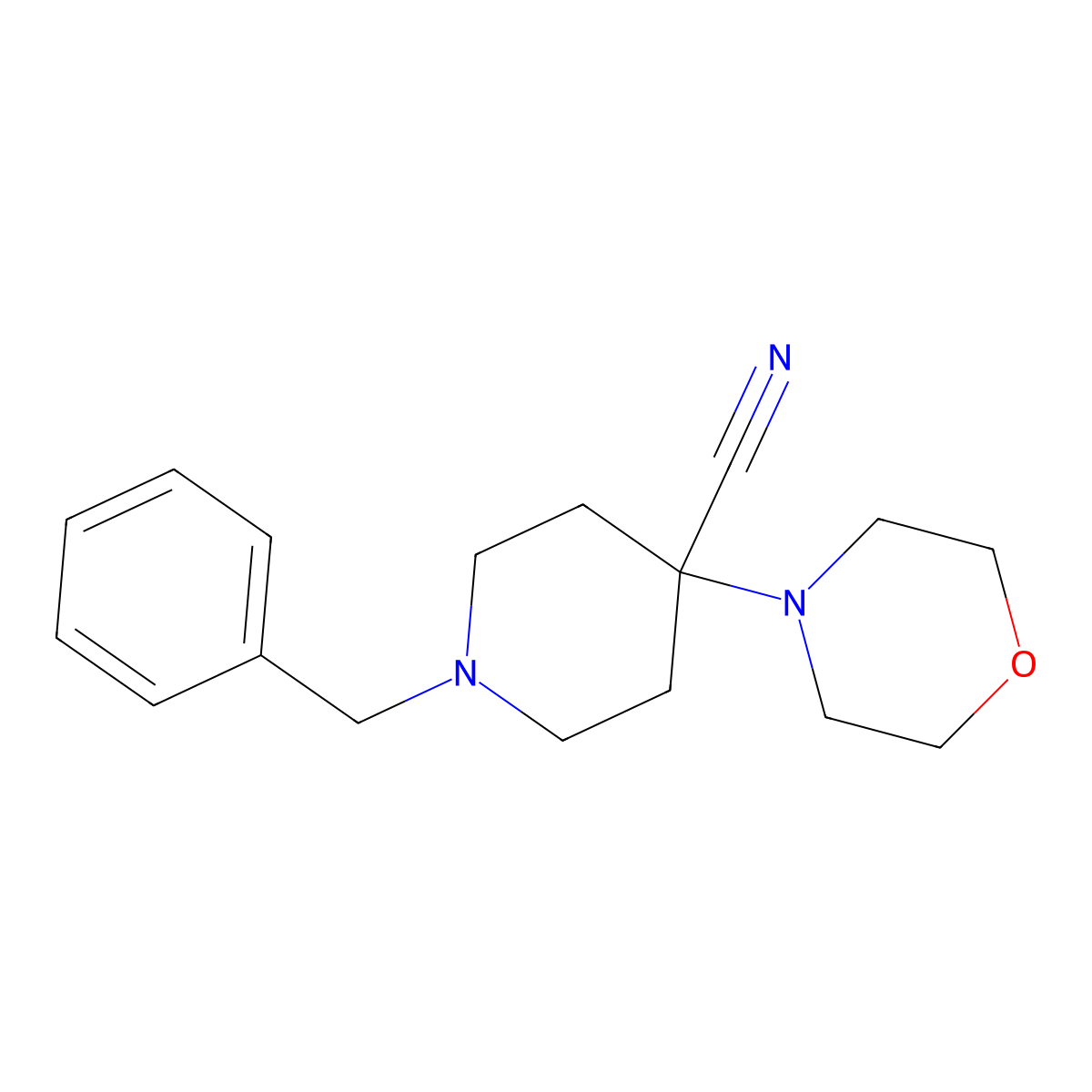 1-Benzyl-4-morpholinopiperidine-4-carbonitrile molecular structure, CAS 13801-04-2