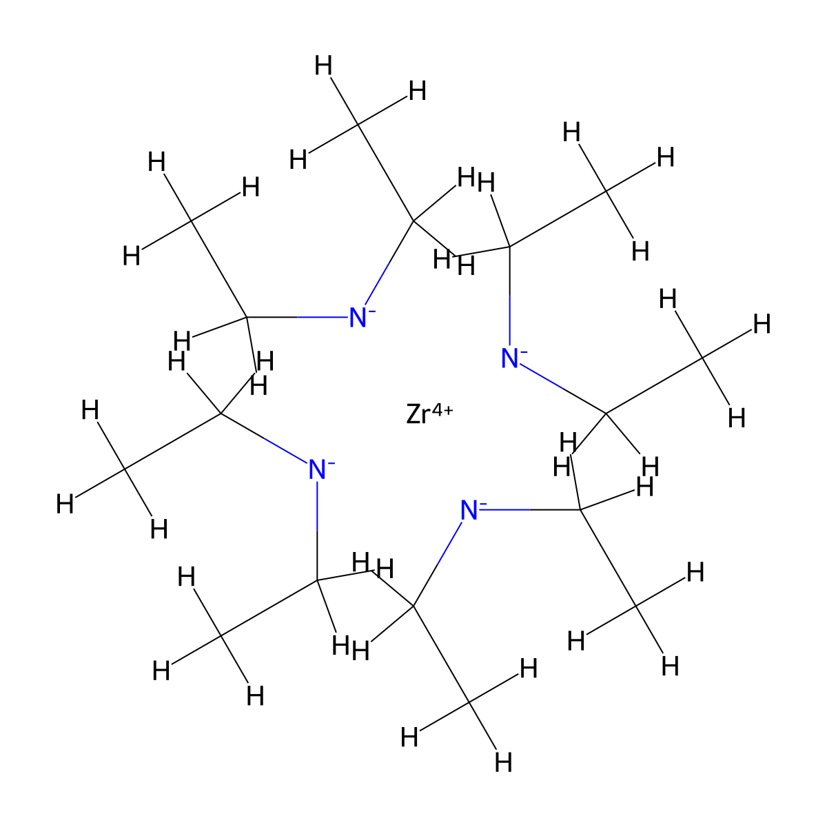 Tetrakis(diethylamino)zirconium molecular structure, CAS 13801-49-5