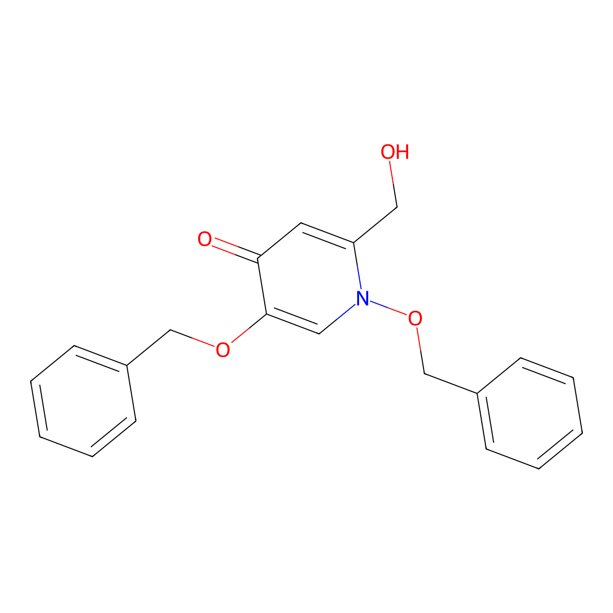1,5-bis(benzyloxy)-2-(hydroxymethyl)pyridin-4(1H)-one molecular structure, CAS 1380109-74-9