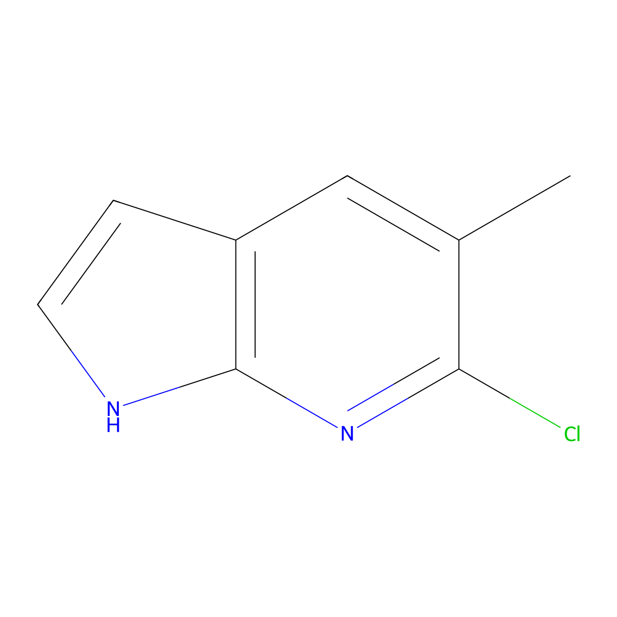 6-chloro-5-methyl-1H-pyrrolo[2,3-b]pyridine molecular structure, CAS 1380160-28-0