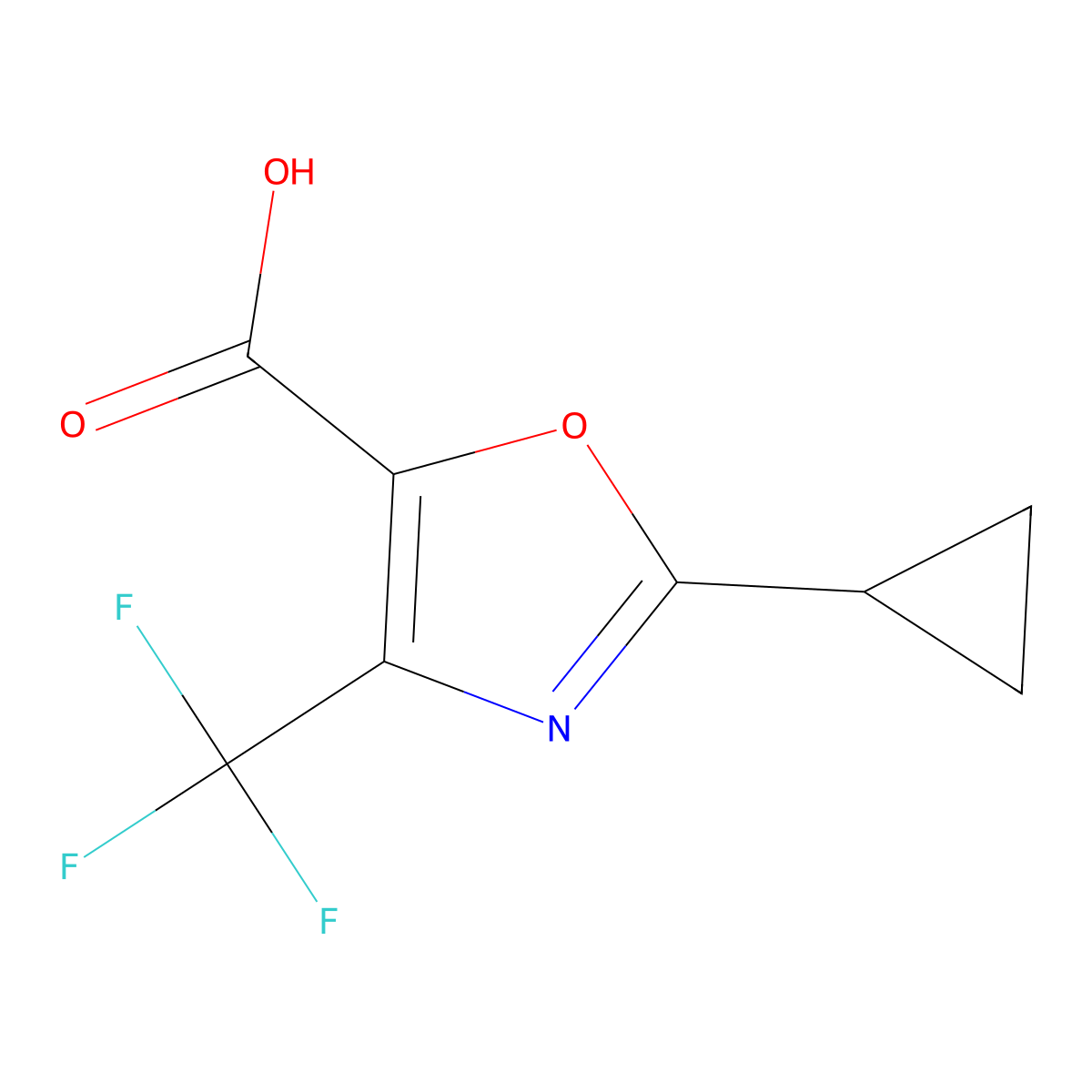 2-Cyclopropyl-4-(trifluoromethyl)-1,3-oxazole-5-carboxylic acid molecular structure, CAS 1380170-68-2