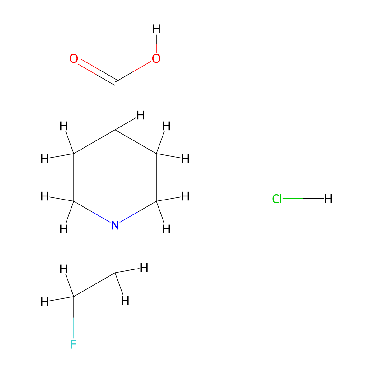 1-(2-Fluoroethyl)piperidine-4-carboxylic acid hydrochloride molecular structure, CAS 1380170-70-6