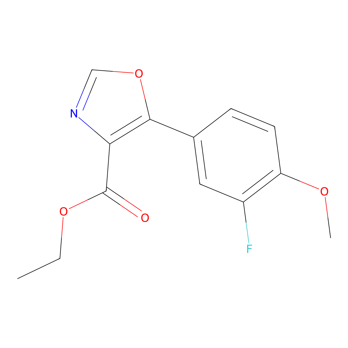 Ethyl 5-(3-fluoro-4-methoxyphenyl)oxazole-4-carboxylate molecular structure, CAS 1380196-10-0
