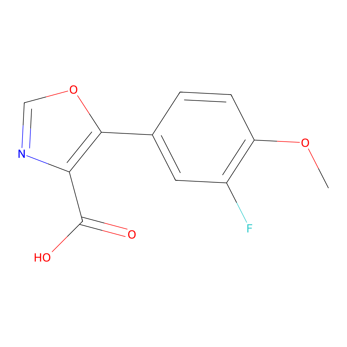 5-(3-Fluoro-4-methoxyphenyl)oxazole-4-carboxylic acid molecular structure, CAS 1380201-66-0