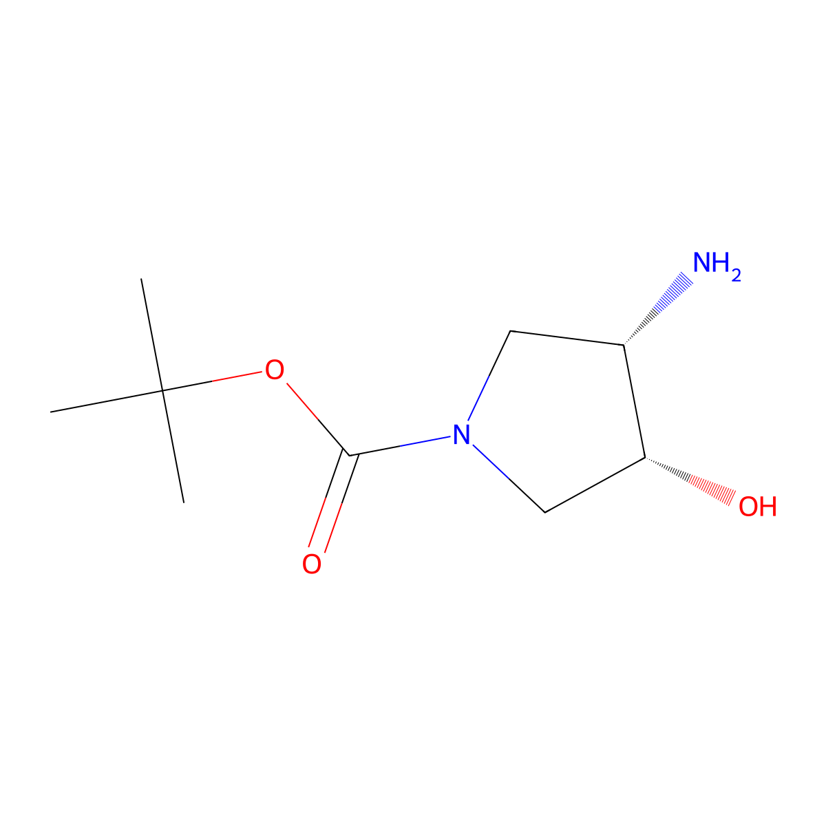 1,1-Dimethylethyl (3S,4R)-3-amino-4-hydroxy-1-pyrrolidinecarboxylate molecular structure, CAS 138026-97-8