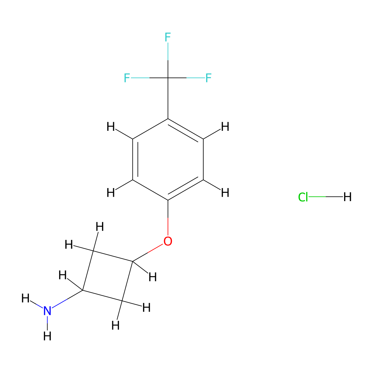 trans-3-(4-(Trifluoromethyl)phenoxy)cyclobutanamine hydrochloride molecular structure, CAS 1380279-81-1